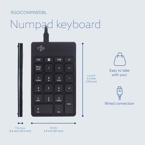 R-Go Tools Numeric keypad R-Go Numpad Break, ergonomic numeric keypad with break software, wired, black