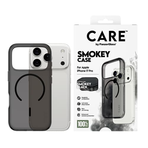PanzerGlass CARE™ by ® Smokey Case w. Black MagSafe iPhone 17 Pro