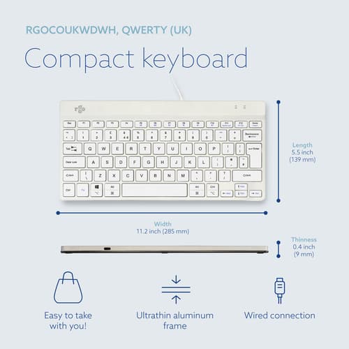 R-Go Tools Ergonomic keyboard R-Go Compact Break, compact keyboard with break software, QWERTY (UK), wired, white