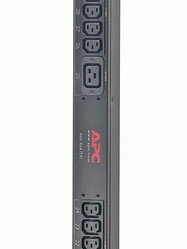 APC NetShelter Basic Rack PDU, Zero U, 12.5kW, 208V, 30 C13 and 6 C19 outlet, 10ft input cord